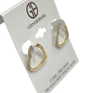 Giani Bernini Studded Open Heart Earrings CZ & 18K Gold over Sterling Silver NWT